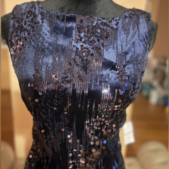 New with tags Jackie Jon midnight blue Sequins Velvet Dress - Picture 5 of 7